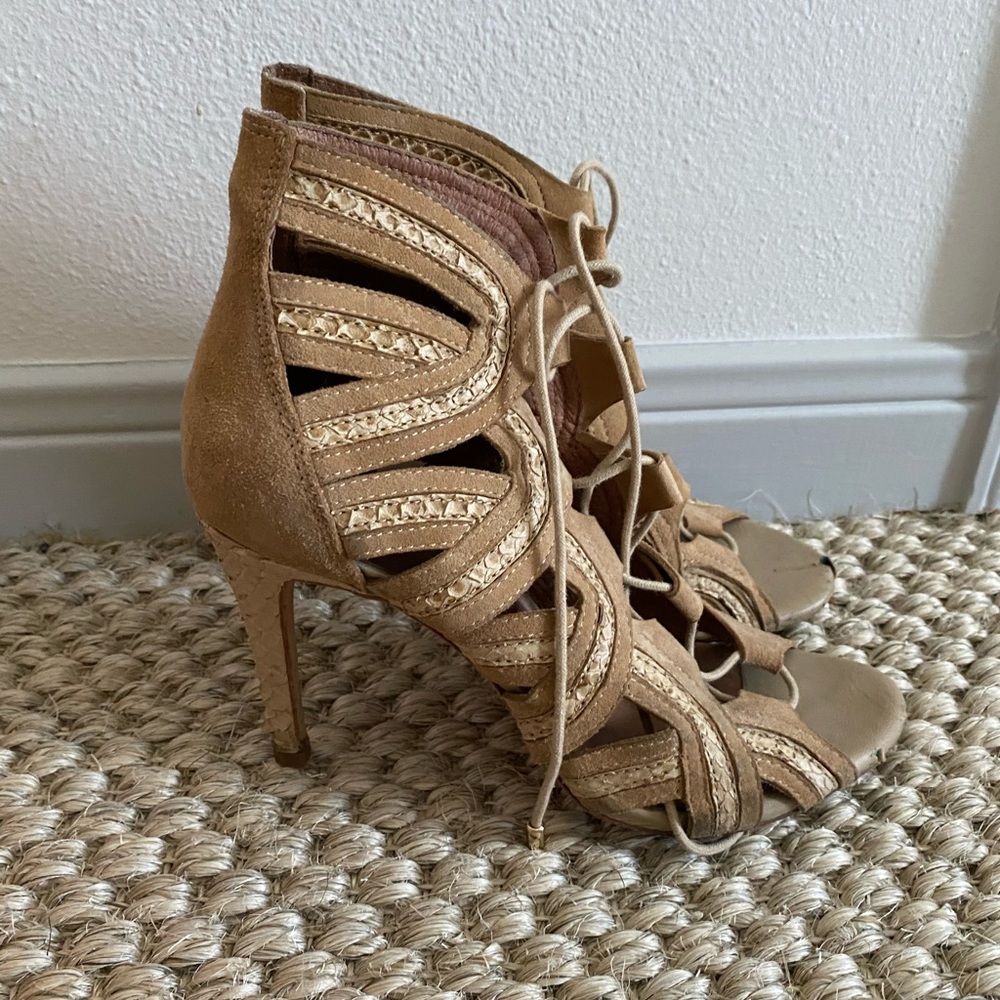 Joie tan lace up heels